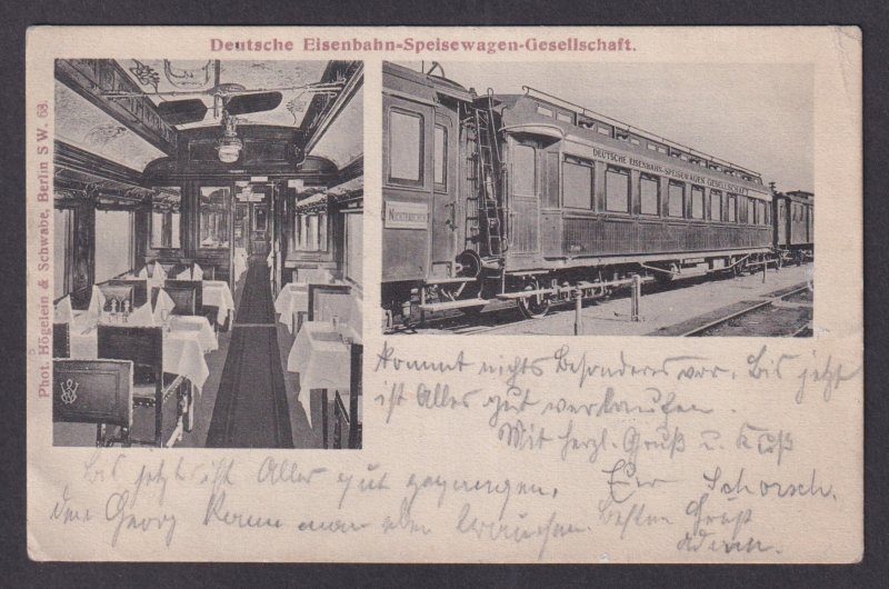 Vintage postcard GERMANY, Eisenbahn Railway Train Dining Car