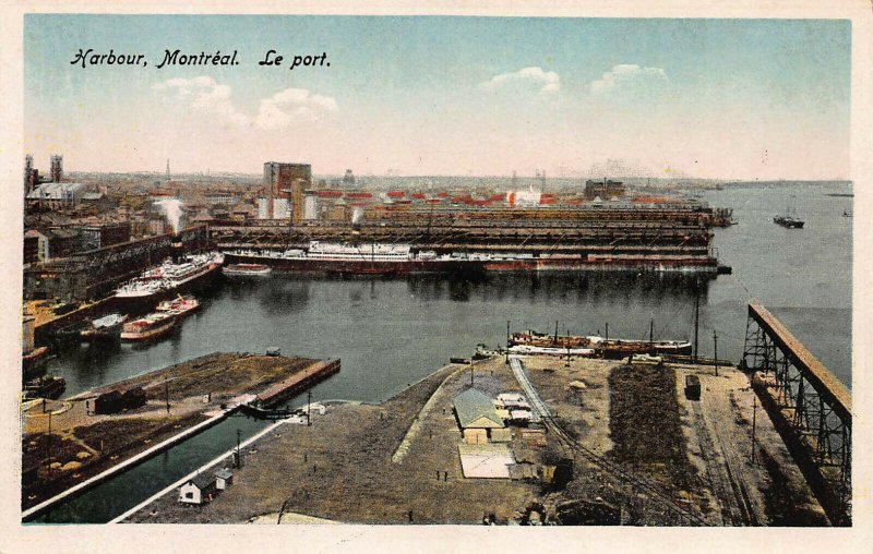 The Port, Montreal Harbor, Montreal, Canda, Early Postcard, Unused