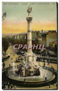 Postcard Old Marseille Cantini fountain and Avenue du Prado