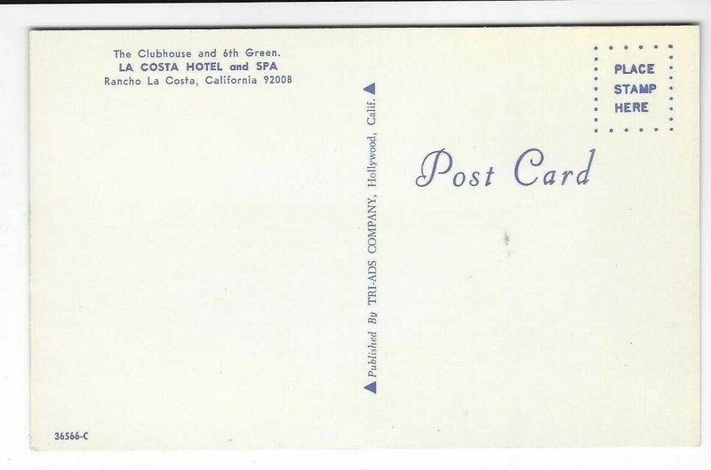 Vintage Postcard, La Costa Hotel & spa, Rancho La Costa, California