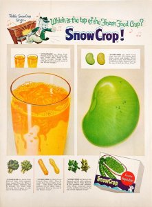 Snow Crop Frozen Fruit and Vegetable Vintage Print Advertisement Colourful