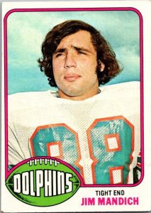 1976 Topps Football Card Jim Mandich Miami Dolphins sk4482