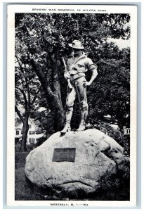 Westerly Rhode Island RI Postcard Spanish War Memorial In Wilcox Park Vintage