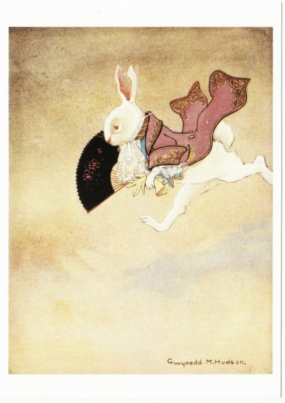 Alice in Wonderland White Rabbit Running Postcard by Gwynedd M. Hudson