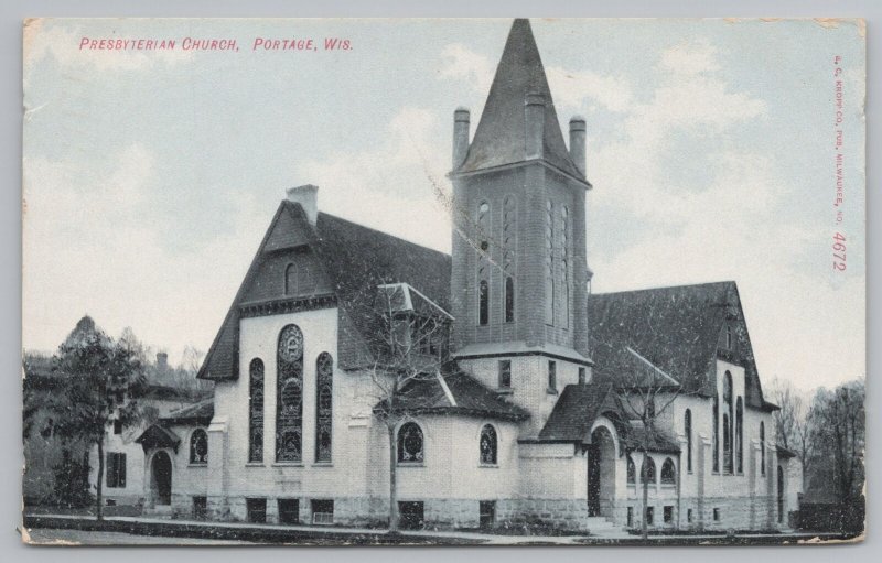 Portage Wisconsin~Presbyterian Church~Richardsonian Romanesque Style~Tower~1908 