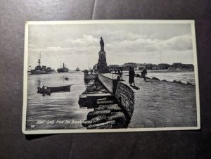 Mint British Egypt English Ship Postcard Port Said From the Breakwater