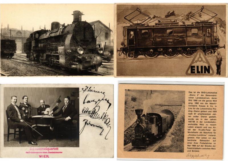 AUSTRIA - HUNGARY, TRAINS, LOCOMOTIVES RAILWAY 42 Vintage Postcards Incl. FLEURY