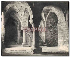 Old Postcard Mont Saint Michel Crypt of Aquillon