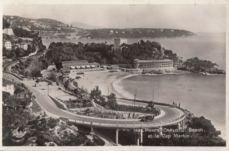 Monaco Monte Carlo Cap Martin beach panorama photo postcard