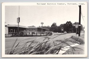 Tolland CT Tolland Service Station Esso Sign Old Cars Connecticut Postcard I43