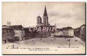 Old Postcard Lisieux Place Thiers cathedral and Episcopal palace Old Post