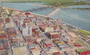 Iowa Davenport Aerial View Of Business Section