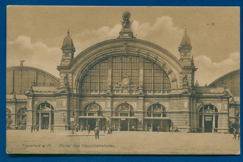 Frankfurt a M Portal des Hauptbahnhofes Railway Station Germany postcard