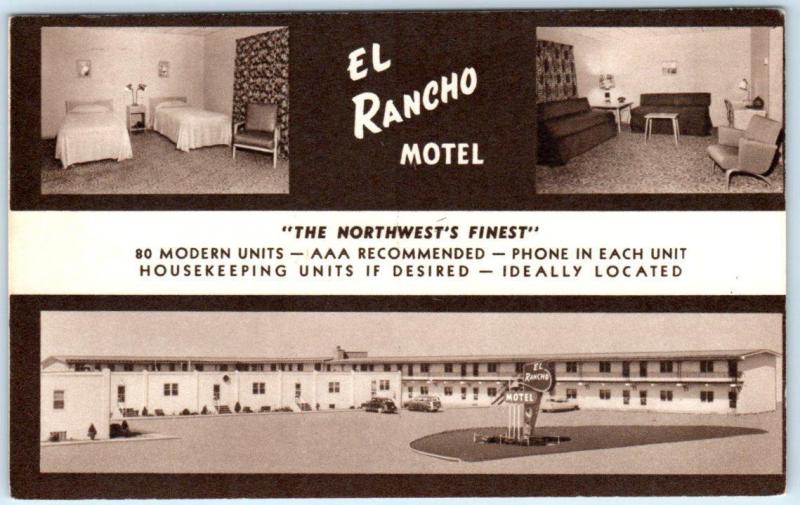 WILLISTON, North Dakota  ND     Roadside  EL RANCHO MOTEL  ca 1950s    Postcard