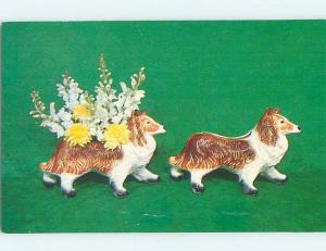 1960's Postcard Ad DOG FLOWER POT HOLDERS HM4365