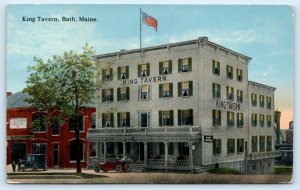 BATH, Maine ME ~ Street Scene KING TAVERN Sagadahoc County 1917 Postcard