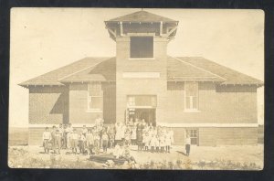 RPPC ADAMS KANSAS PUBLIC CCHOOL BUILDING VINTAGE 1916 REAL PHOTO POSTCARD