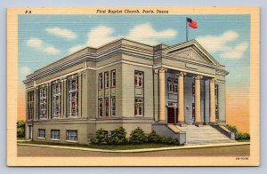 J86/ Paris Texas Postcard Linen First Baptist Church  473