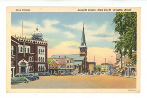 ME - Lewiston. Main Street & Hospital Square ca 1937