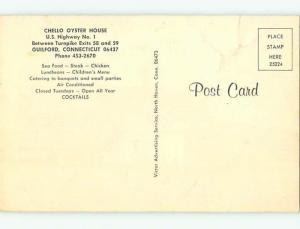 Unused Pre-1980 CHELLO OYSTER RESTAURANT Guilford Connecticut CT v6719