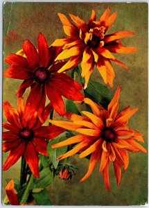 VINTAGE CONTINENTAL SIZED POSTCARD BRIGHT FLOWERS VENEZUELA LOADED W/ STAMPS '73