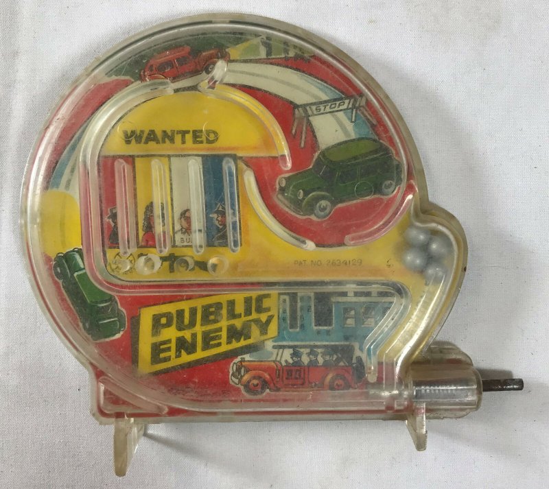 Vintage Marx Colorful Public Enemy Old Car Chase Scene Pinball Machine Mini Game