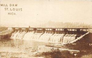 H9/ St Louis Michigan RPPC Postcard The Mill Dam River 1916    4