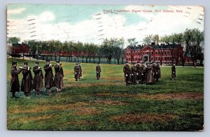 J96/ Fort Omaha Nebraska Postcard c1910 Guard Inspection Signal Corps  52