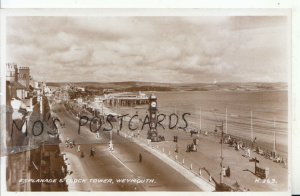 Dorset Postcard - Esplanade & Clock Tower - Weymouth - Real Photo - Ref 16153A