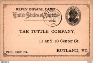 US Postal stationery 1c Pittsford VT to Rutland VT 1897