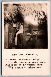 Postcard RPPC c1905 The Lost Chord (2) Religious Bamforth Real Photo Postcard