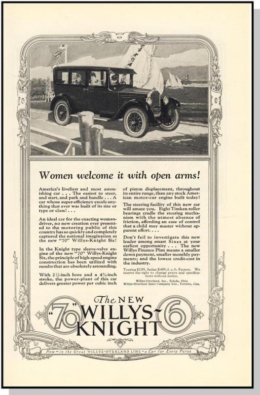 Incredible 1926  70 Willys-Knight 6 Car/Auto/Automobile Ad