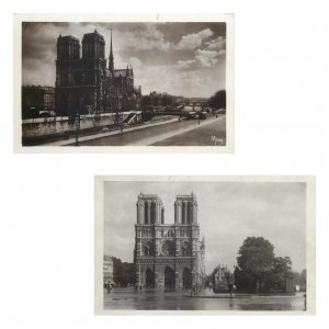 France Notre Dame de Paris unit of 2 photo postcards