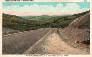 Vintage Postcard Western Entrance Road To Taconic Trail Petersburg & Will. Mass.