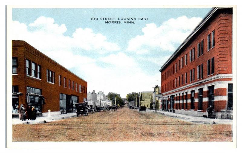 Early 1900s 6th Street looking East, Morris, MN Postcard