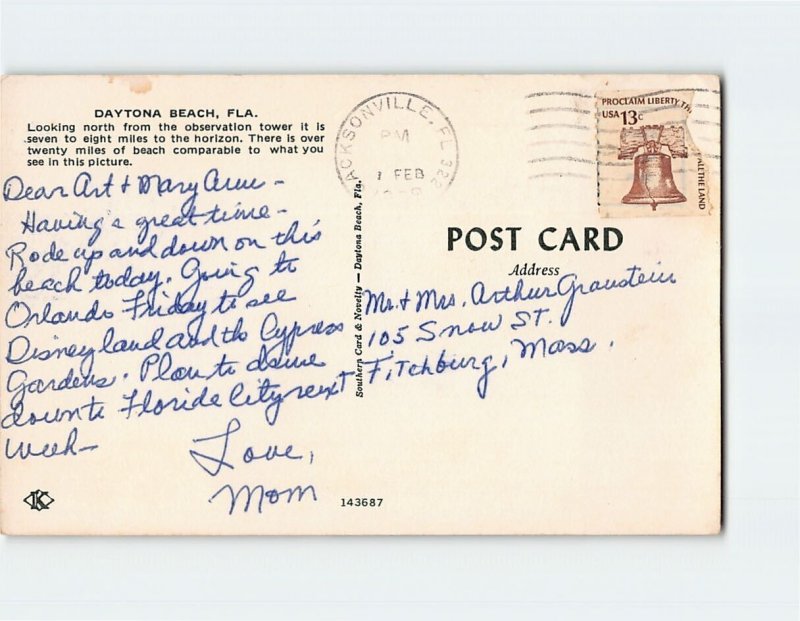 Postcard Looking north from the observation tower, Daytona Beach, Florida