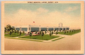 1946 Detroit Municipal Airport Detroit Michigan MI Panorama Posted Postcard