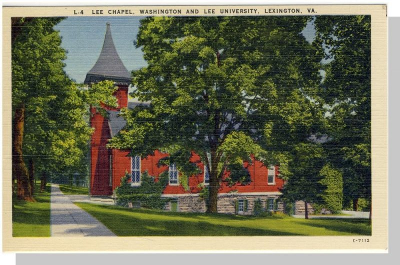 Lexington, Virginia/VA Postcard, Lee Chapel/University, Near Mint!