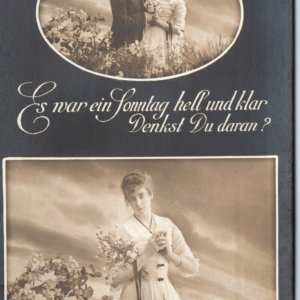 c1910s Lovely German Romantic RPPC Cute Girl & Man Sunday Real Photo PFB PC A138