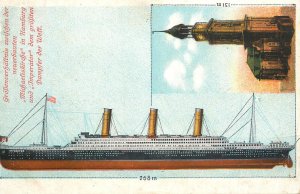 Steamer Imperator compared to St. Michael's Church in Hamburg Germany 1912