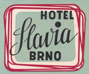 Czechosslovakia Brno Hotel Slavia Vintage Luggage Label sk3688