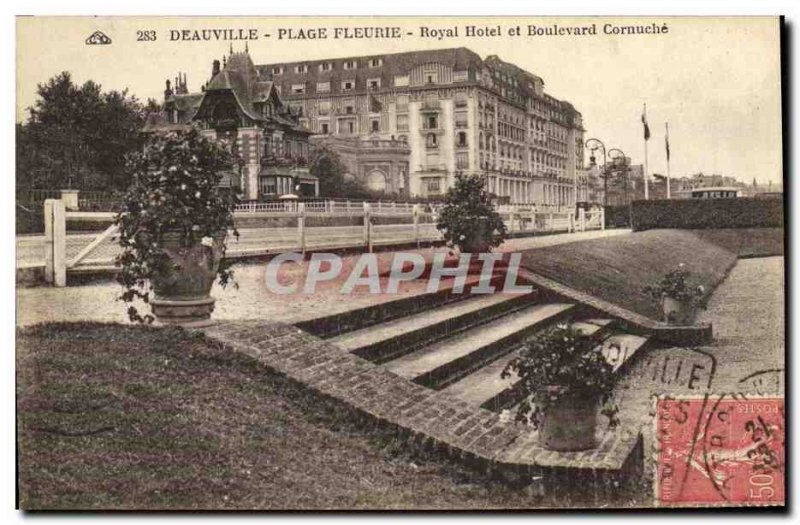 Old Postcard Deauville Beach Fleurie Royal Hotel and Boulevard Cornuche