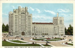 PC CPA FREEMASONRY, MASONIC TEMPLE, TEMPLE AVE, DETROIT, Postcard (b14969)