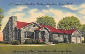 Bloomfield Iowa 1940s Postcard Home Of Floyd Brown Bedford Limestone Veneer Home