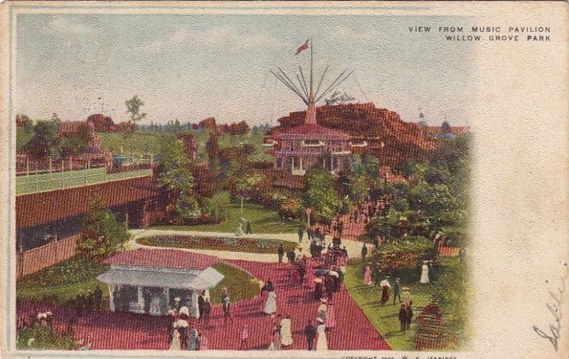 Postcard View Music Pavilion Willow Grove Park PA #3