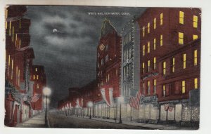 P2144, 1914 postcard white way new haven conn. with flags & banners night view