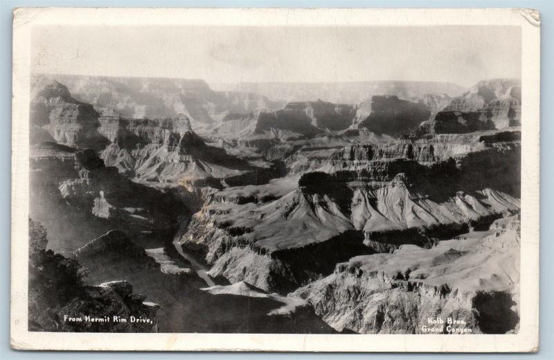 Postcard AZ Grand Canyon From Hermit Rim Drive Kolb Brothers Real Photo RPPC K23