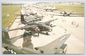 Transportation~WW Planes Lined Up On Display~USAF Museum~Ohio~Vintage Postcard