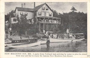 New Meadows Inn Maine Boats at Dock Vintage Postcard AA25412