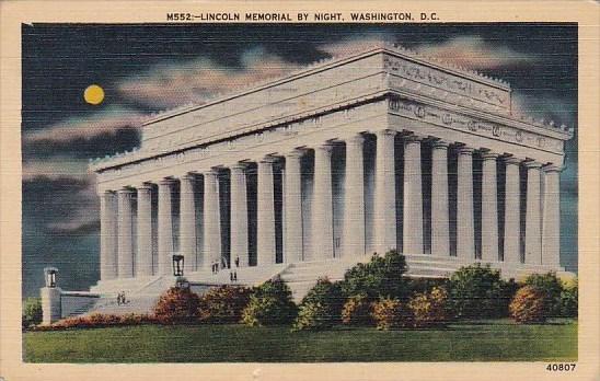 Lincoln Memorial By Night Washington D C 1941